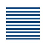 Horizontal Stripes - White and Dark Cerulean Small Satin Scarf  (Square)