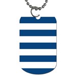 Horizontal Stripes - White and Dark Cerulean Dog Tag (Two Sides)