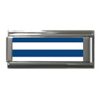 Horizontal Stripes - White and Dark Cerulean Superlink Italian Charm (9mm)