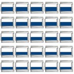 Horizontal Stripes - White and Dark Cerulean 9mm Italian Charm (25 pack)