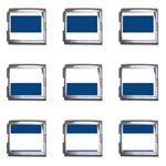 Horizontal Stripes - White and Dark Cerulean Mega Link Italian Charm (9 pack)