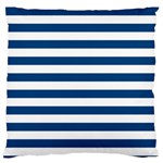 Horizontal Stripes - White and Dark Cerulean Large Cushion Case (One Side)