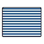 Horizontal Stripes - White and Dark Cerulean Double Sided Fleece Blanket (Small) (Two Sides)