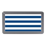 Horizontal Stripes - White and Dark Cerulean Memory Card Reader (Mini)