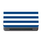 Horizontal Stripes - White and Dark Cerulean Memory Card Reader with CF