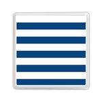 Horizontal Stripes - White and Dark Cerulean Memory Card Reader with Storage (Square)