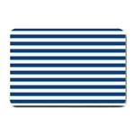 Horizontal Stripes - White and Dark Cerulean Small Doormat