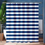 Horizontal Stripes - White and Dark Cerulean Shower Curtain 60  x 72  (Medium)