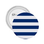 Horizontal Stripes - White and Dark Cerulean 2.25  Button