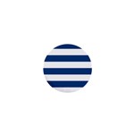 Horizontal Stripes - White and Dark Cerulean 1  Mini Magnet