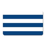 Horizontal Stripes - White and Dark Cerulean Magnet (Rectangular)