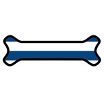 Horizontal Stripes - White and Dark Cerulean Magnet (Dog Bone)