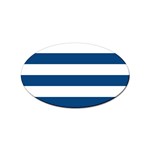 Horizontal Stripes - White and Dark Cerulean Sticker Oval (10 pack)