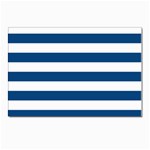 Horizontal Stripes - White and Dark Cerulean Postcards 5  x 7  (Pkg of 10)