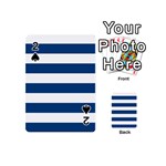 Horizontal Stripes - White and Dark Cerulean Playing Cards 54 (Mini)