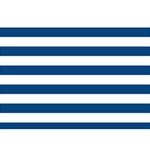 Horizontal Stripes - White and Dark Cerulean Birthday Cake 3D Greeting Card (7x5)
