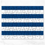 Horizontal Stripes - White and Dark Cerulean Jigsaw Puzzle (Rectangular)