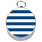 Horizontal Stripes - White and Dark Cerulean Silver Compass