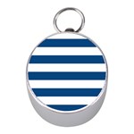 Horizontal Stripes - White and Dark Cerulean Silver Compass (Mini)