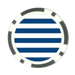 Horizontal Stripes - White and Dark Cerulean Poker Chip Card Guard (10 pack)