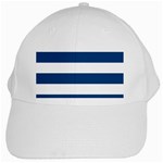 Horizontal Stripes - White and Dark Cerulean White Cap