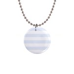Horizontal Stripes - White and Pastel Blue 1  Button Necklace