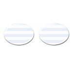 Horizontal Stripes - White and Pastel Blue Cufflinks (Oval)