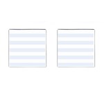 Horizontal Stripes - White and Pastel Blue Cufflinks (Square)