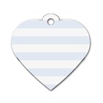 Horizontal Stripes - White and Pastel Blue Dog Tag Heart (One Side)