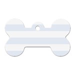 Horizontal Stripes - White and Pastel Blue Dog Tag Bone (Two Sides)