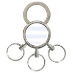 Horizontal Stripes - White and Pastel Blue 3-Ring Key Chain