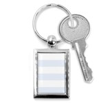 Horizontal Stripes - White and Pastel Blue Key Chain (Rectangle)