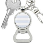 Horizontal Stripes - White and Pastel Blue Bottle Opener Key Chain