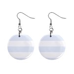 Horizontal Stripes - White and Pastel Blue 1  Button Earrings
