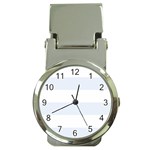 Horizontal Stripes - White and Pastel Blue Money Clip Watch