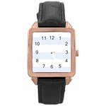 Horizontal Stripes - White and Pastel Blue Rose Gold Leather Watch