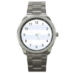 Horizontal Stripes - White and Pastel Blue Sport Metal Watch