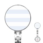 Horizontal Stripes - White and Pastel Blue Stainless Steel Nurses Watch