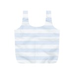 Horizontal Stripes - White and Pastel Blue Full Print Recycle Bag (S)