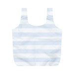 Horizontal Stripes - White and Pastel Blue Full Print Recycle Bag (M)