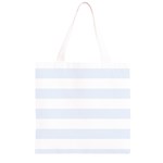 Horizontal Stripes - White and Pastel Blue Grocery Light Tote Bag