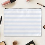 Horizontal Stripes - White and Pastel Blue Cosmetic Bag (XL)