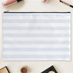 Horizontal Stripes - White and Pastel Blue Cosmetic Bag (XXXL)