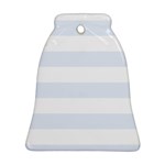 Horizontal Stripes - White and Pastel Blue Bell Ornament (Two Sides)