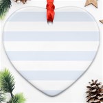 Horizontal Stripes - White and Pastel Blue Ornament (Heart)