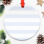Horizontal Stripes - White and Pastel Blue Ornament (Round)