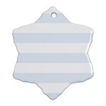 Horizontal Stripes - White and Pastel Blue Snowflake Ornament (Two Sides)