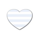 Horizontal Stripes - White and Pastel Blue Heart Coaster (4 pack)