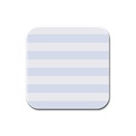 Horizontal Stripes - White and Pastel Blue Rubber Square Coaster (4 pack)