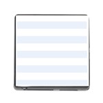 Horizontal Stripes - White and Pastel Blue Memory Card Reader (Square)